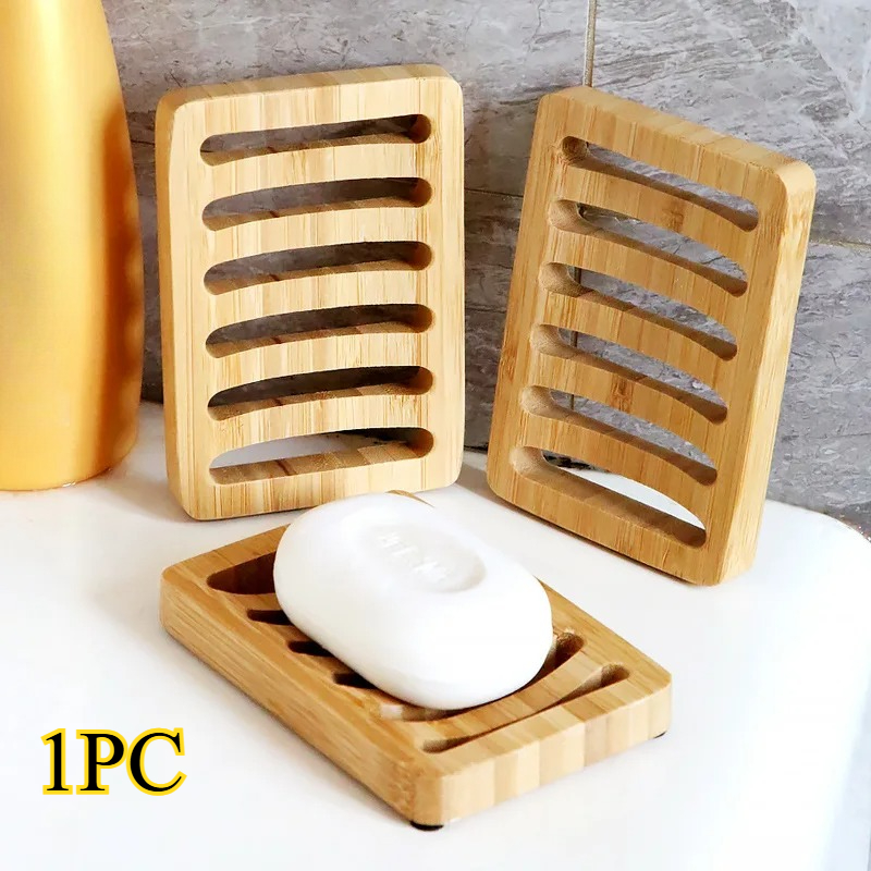 Soap Dish Draining - Деревянный бамбуковый лоток-подставка для мыла с